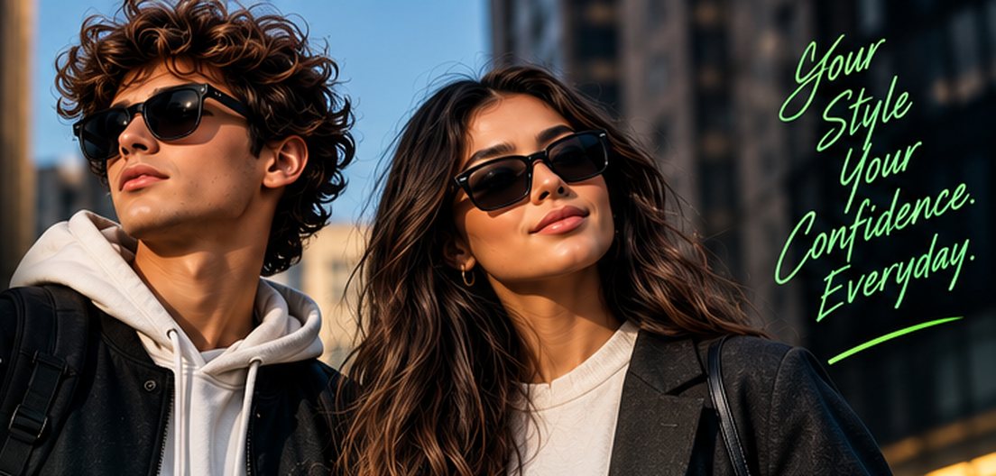 Two people in sunglasses looking confident in the city